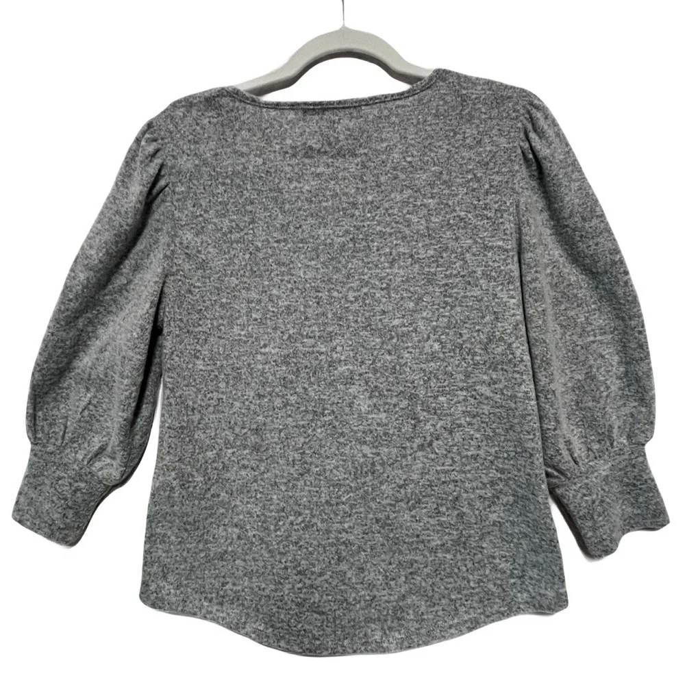 Adrienne Vittadini Gray Sweater with Black Floral Detail
